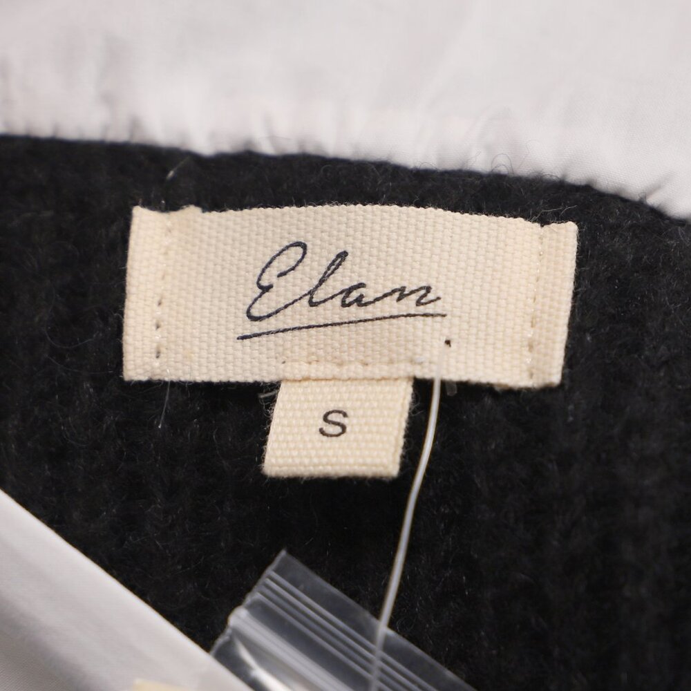 NWT ELAN Kasha Layered Collared V-Neck Cropped Sweater Shirt Black White Size S - Picture 7 of 9